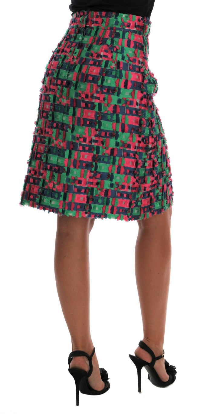 Dolce & Gabbana Pink Green Jacquard Pencil Skirt - PreLoved & Luxe