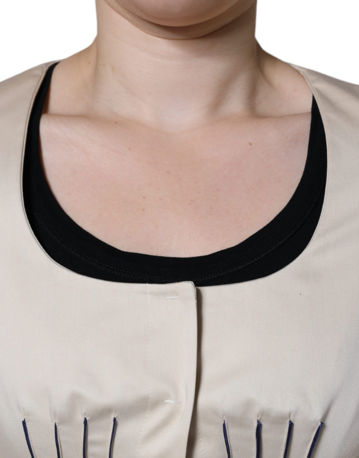Red Valentino Beige Cotton Long Sleeves Round Neck Blazer Jacket