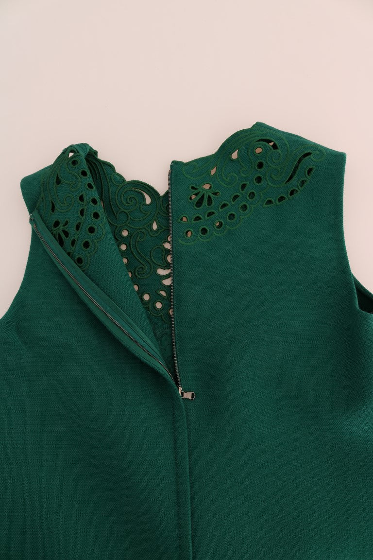 Dolce & Gabbana Green Floral Cutout Silk Wool Dress - PreLoved & Luxe