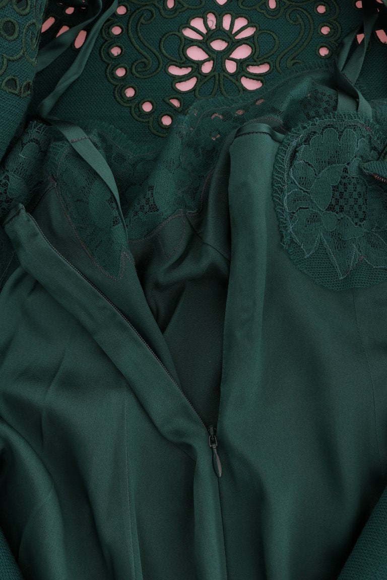 Dolce & Gabbana Green Floral Cutout Silk Wool Dress - PreLoved & Luxe