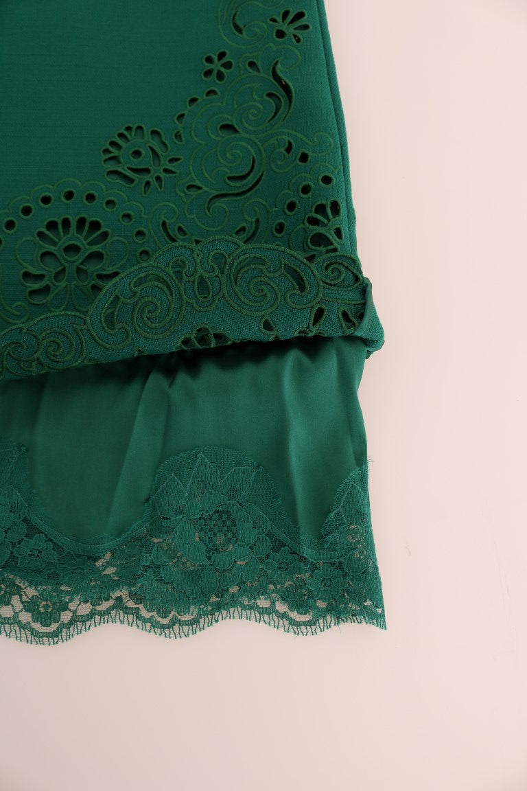 Dolce & Gabbana Green Floral Cutout Silk Wool Dress - PreLoved & Luxe