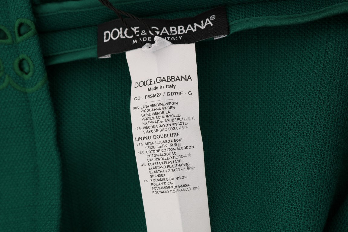 Dolce & Gabbana Green Floral Cutout Silk Wool Dress - PreLoved & Luxe