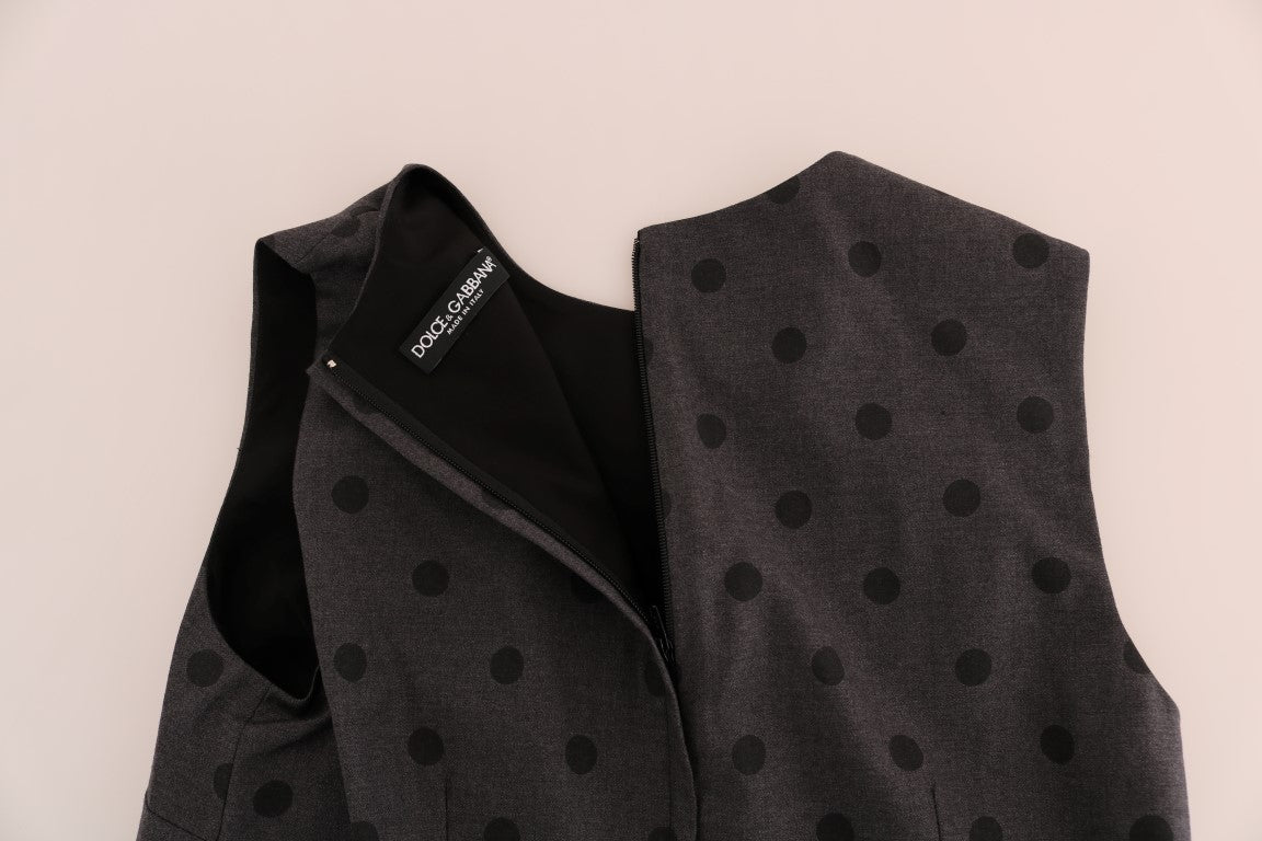 Dolce & Gabbana Gray Polka Dotted Sheath Wool Dress - PreLoved & Luxe