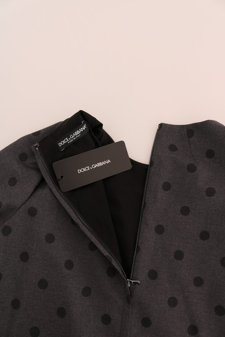 Dolce & Gabbana Gray Polka Dotted Sheath Wool Dress - PreLoved & Luxe