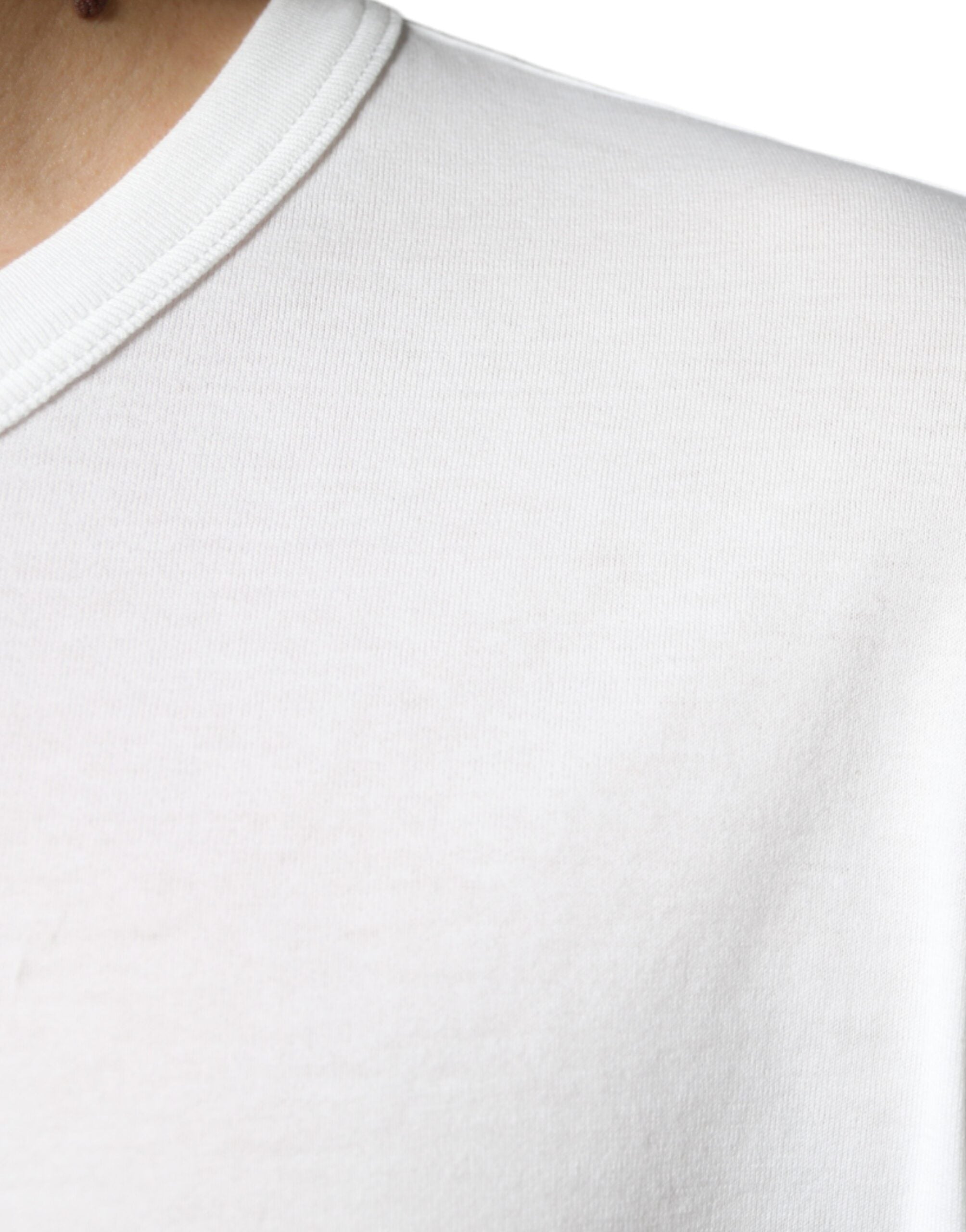 Dolce & Gabbana White Logo Emsed Cotton Crewneck T-shirt