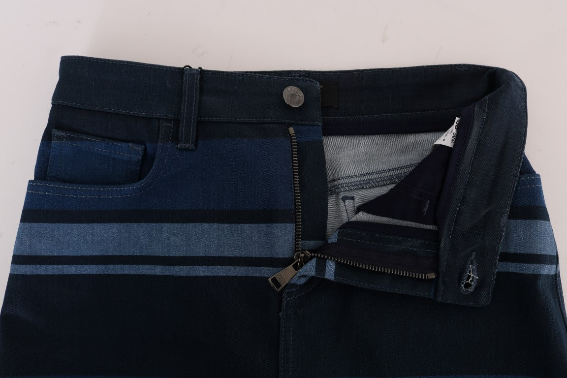 Dolce & Gabbana Blue Short striped Mini Denim Skirt - PreLoved & Luxe