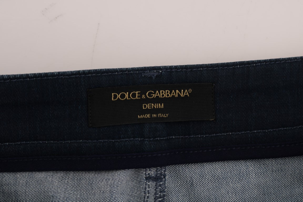 Dolce & Gabbana Blue Short striped Mini Denim Skirt - PreLoved & Luxe