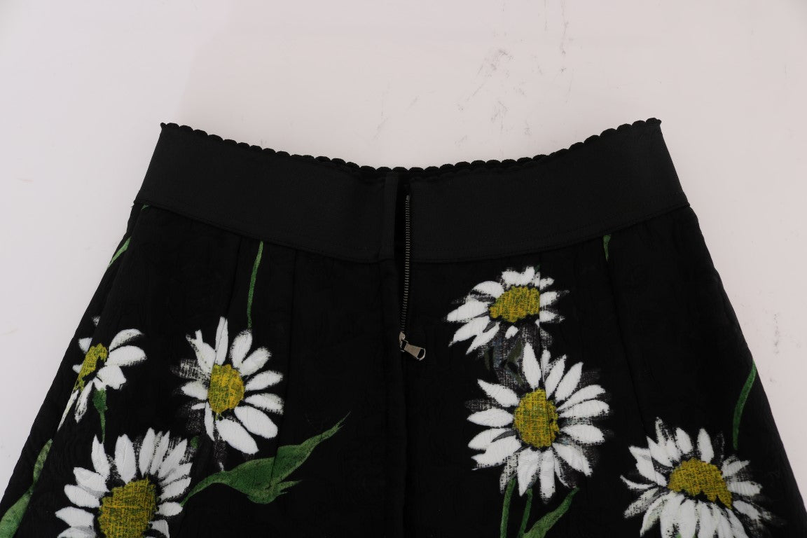 Dolce & Gabbana Black Embellished Daisy Brocade Skirt - PreLoved & Luxe