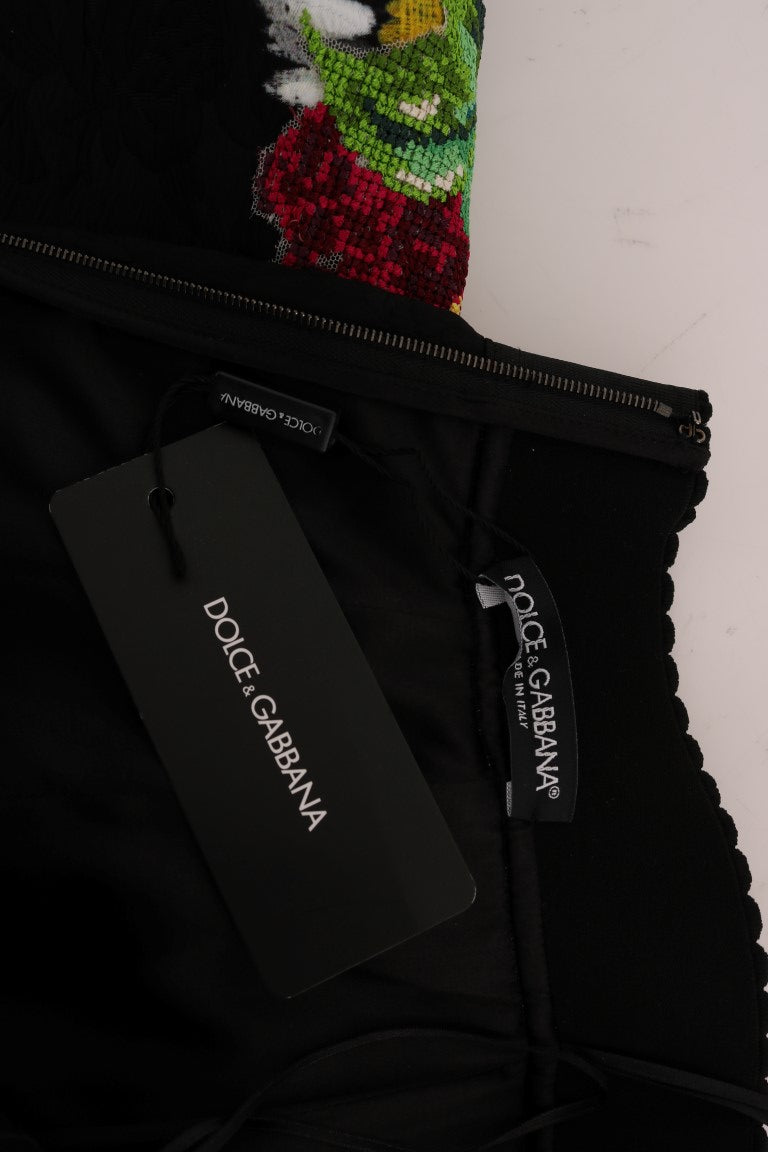 Dolce & Gabbana Black Embellished Daisy Brocade Skirt - PreLoved & Luxe
