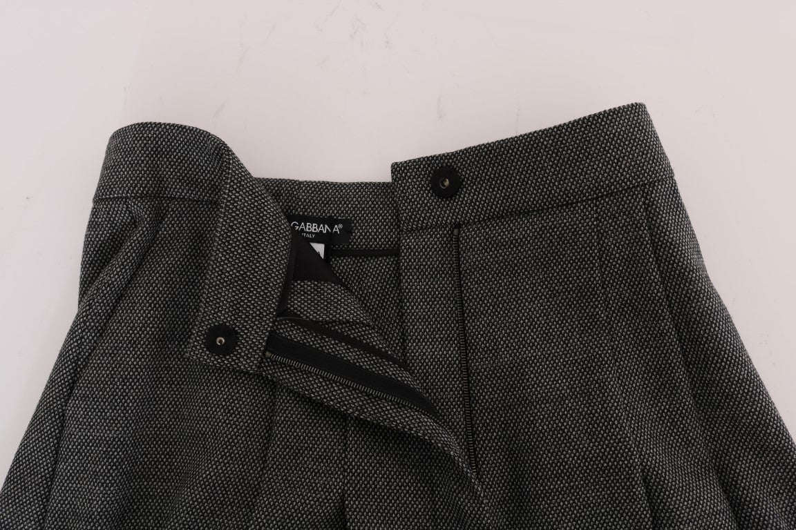 Dolce & Gabbana Gray Wool High Waist Mini Shorts - PreLoved & Luxe