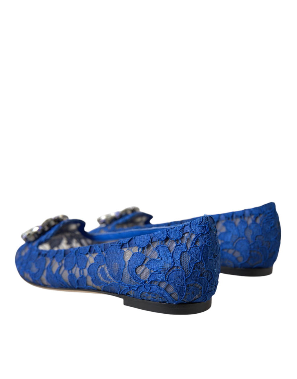 Dolce & Gabbana Blue Lace Crystal Ballet Flats