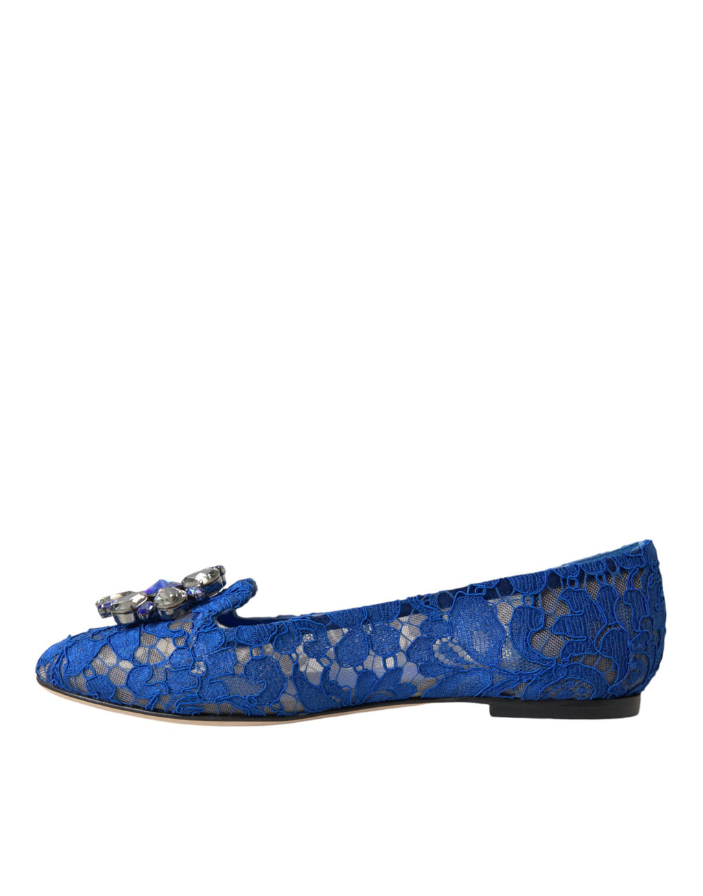 Dolce & Gabbana Blue Lace Crystal Ballet Flats