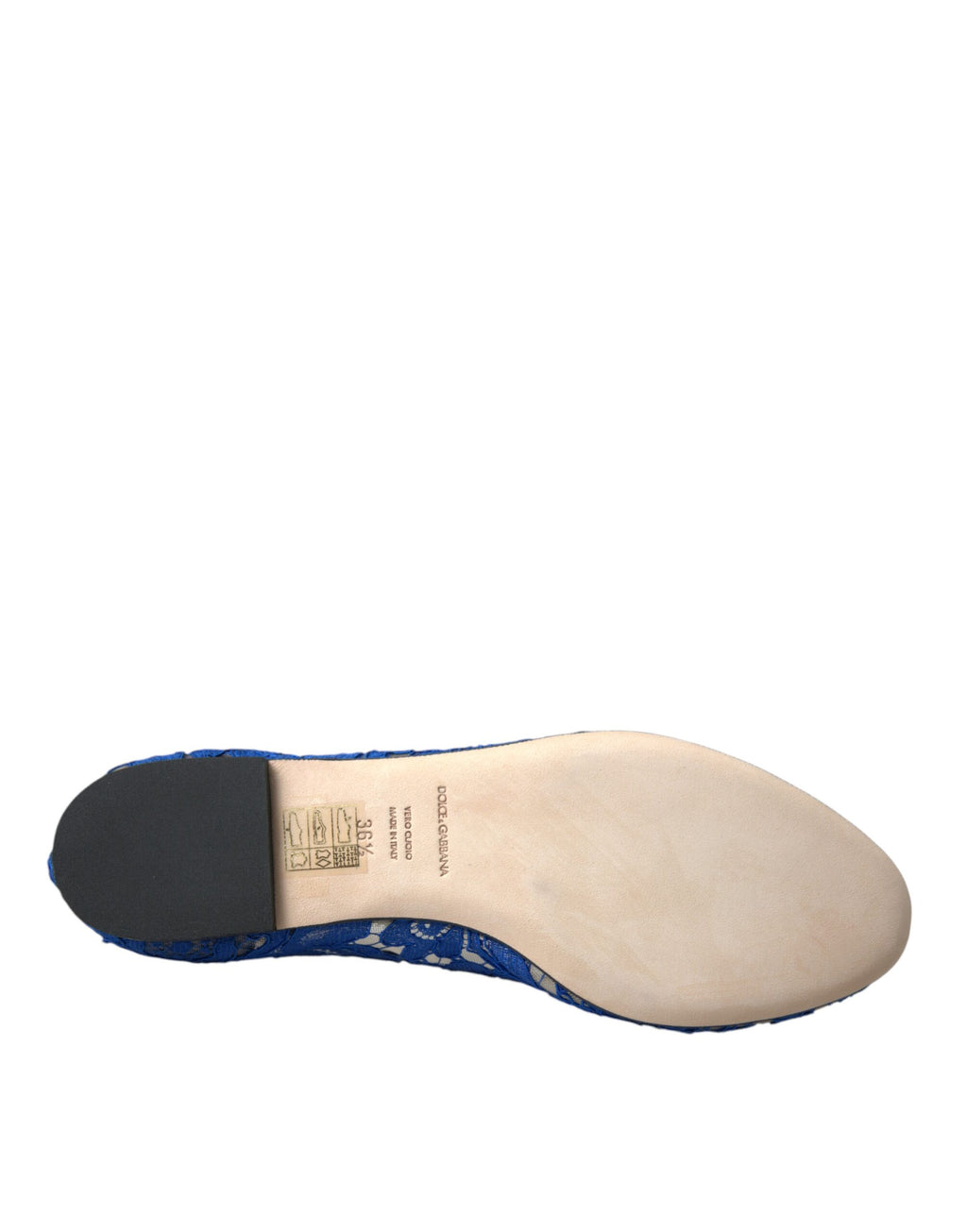 Dolce & Gabbana Blue Lace Crystal Ballet Flats