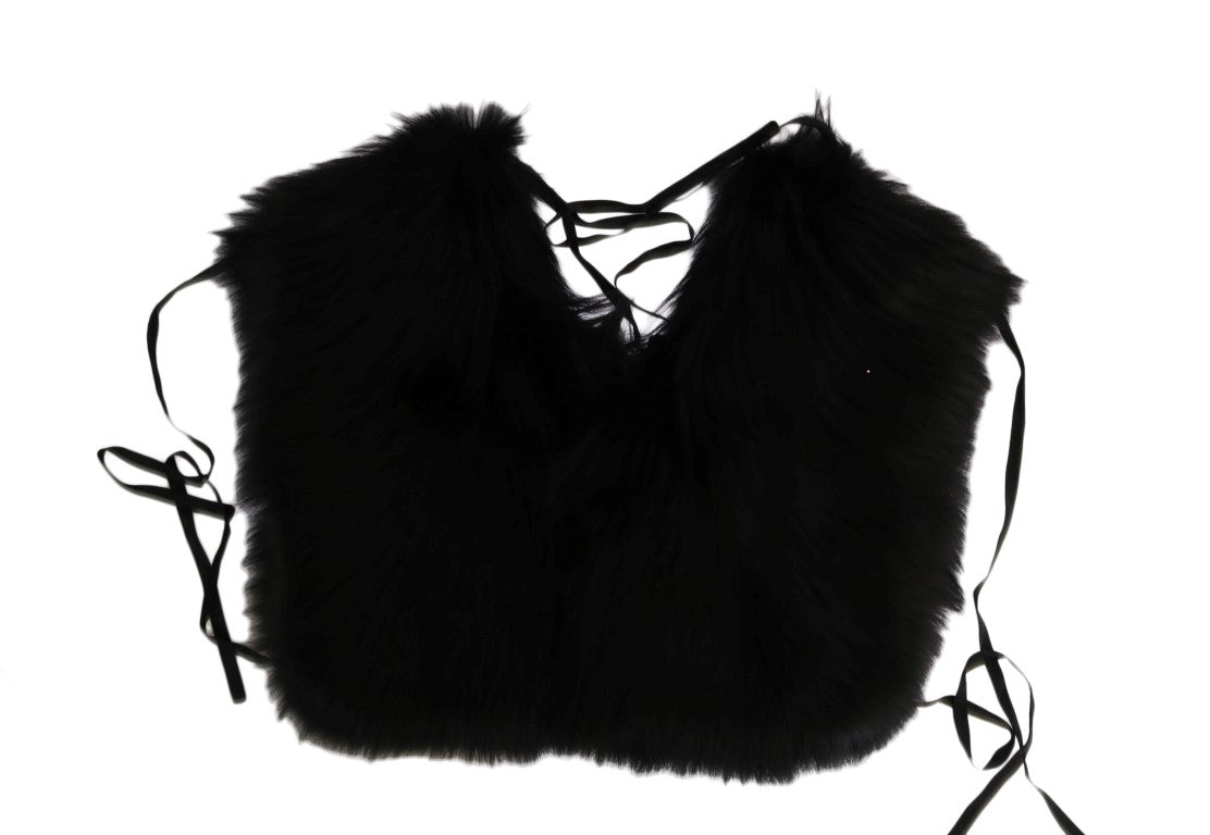 Dolce & Gabbana Black Silver Fox Fur Scarf - PreLoved & Luxe