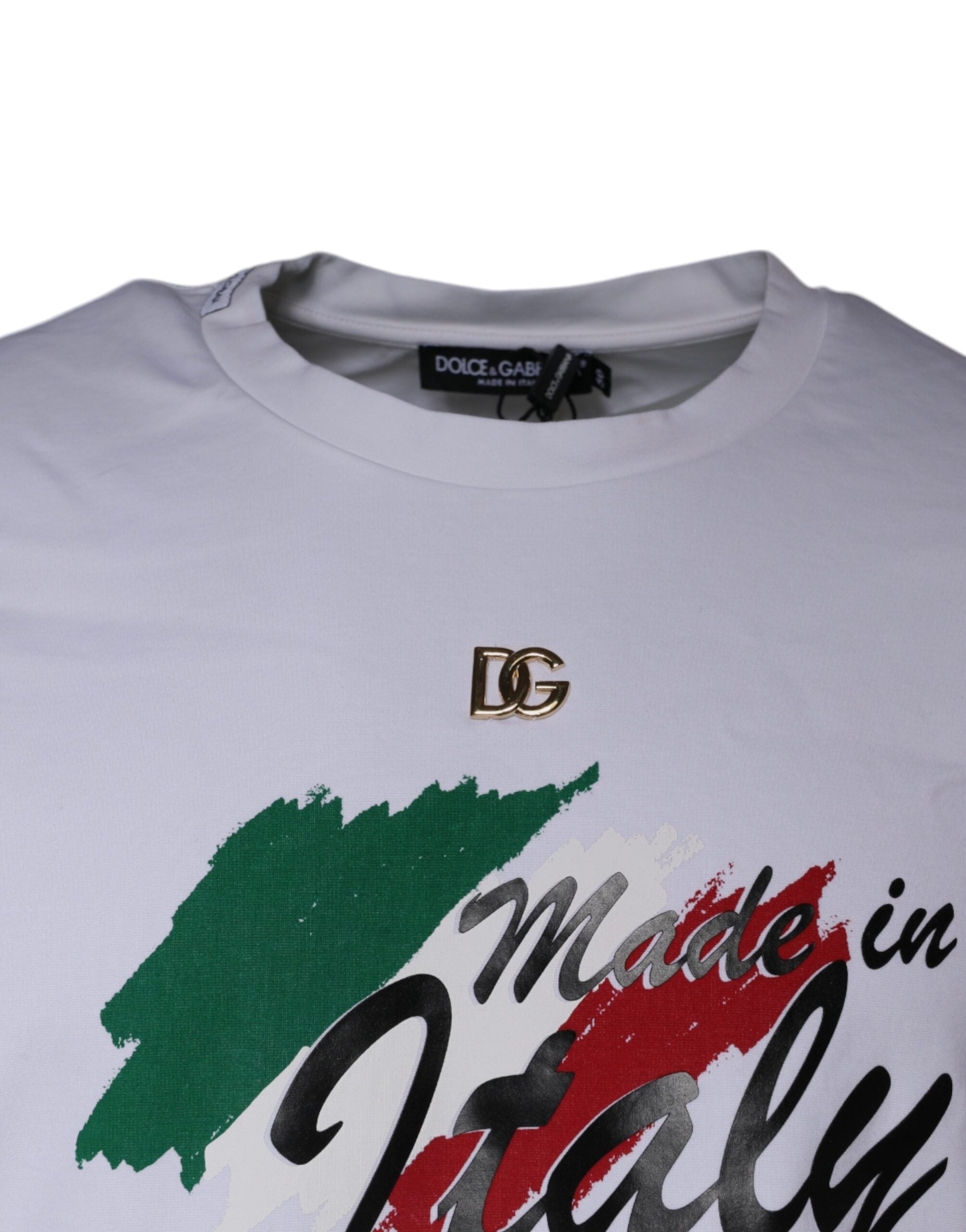 Pre-Owned Dolce & Gabbana White Graphic Print Cotton Crew Neck T-shirt