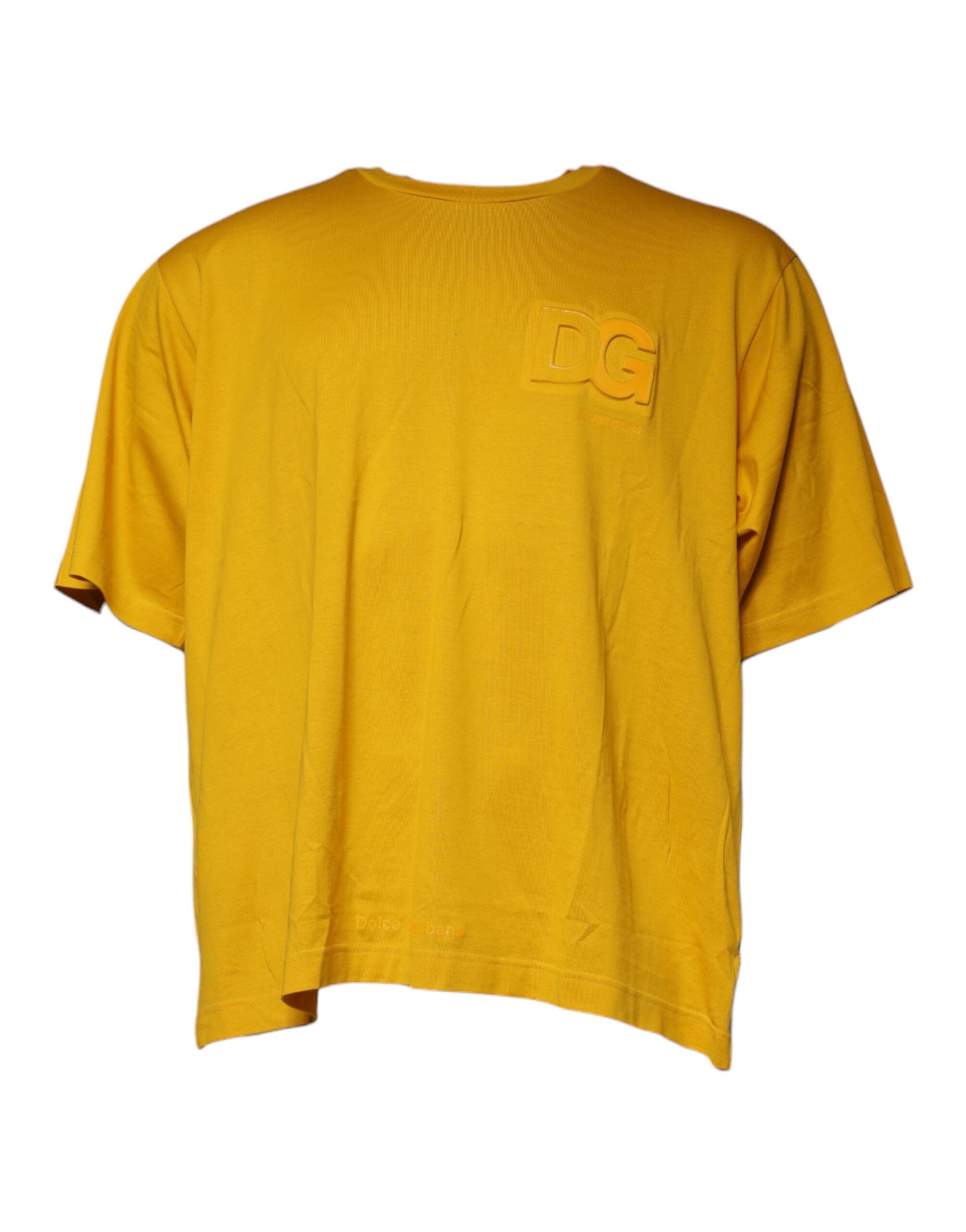 Dolce & Gabbana Mustard Emsed Logo Crew Neck T-shirt