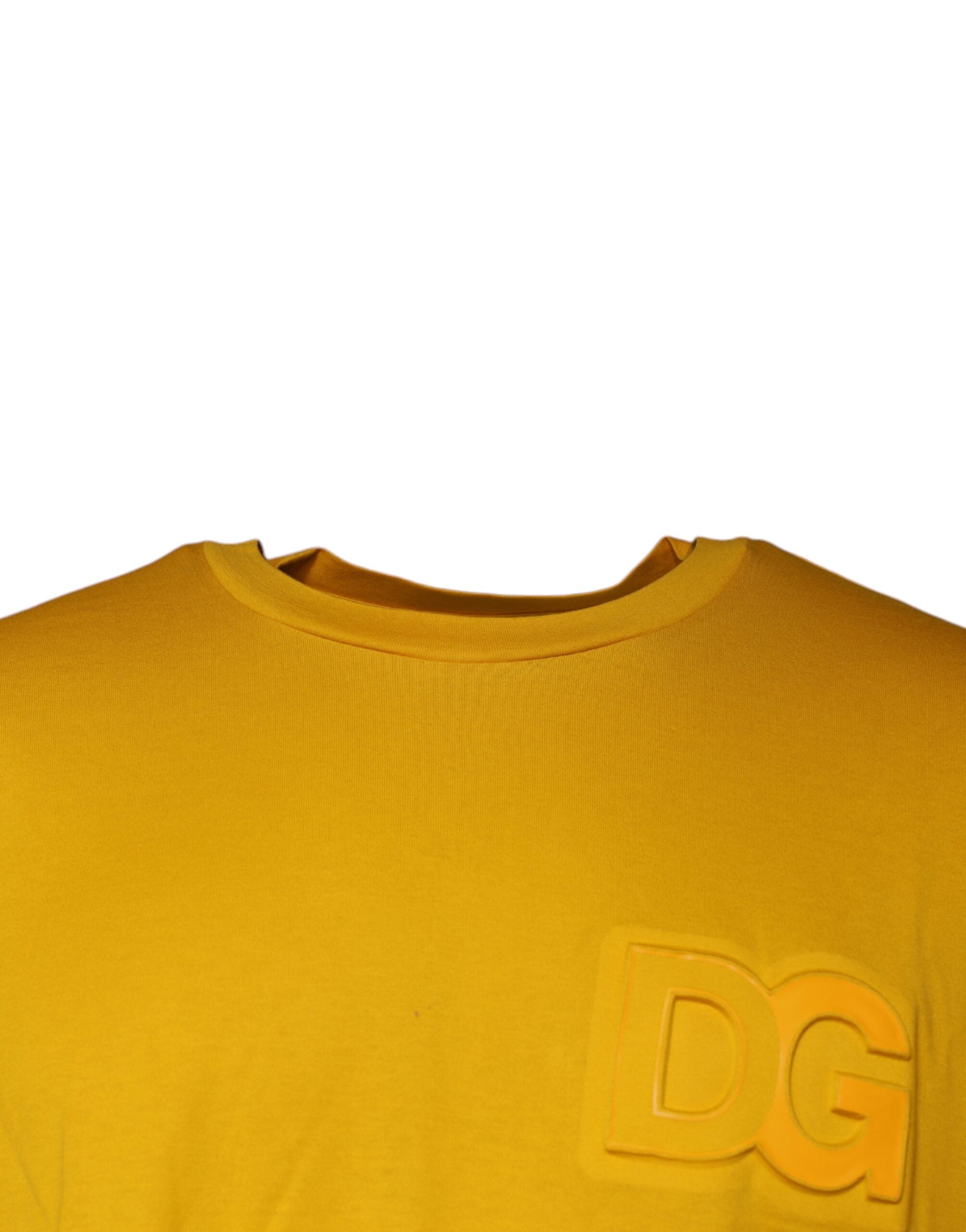 Dolce & Gabbana Mustard Emsed Logo Crew Neck T-shirt