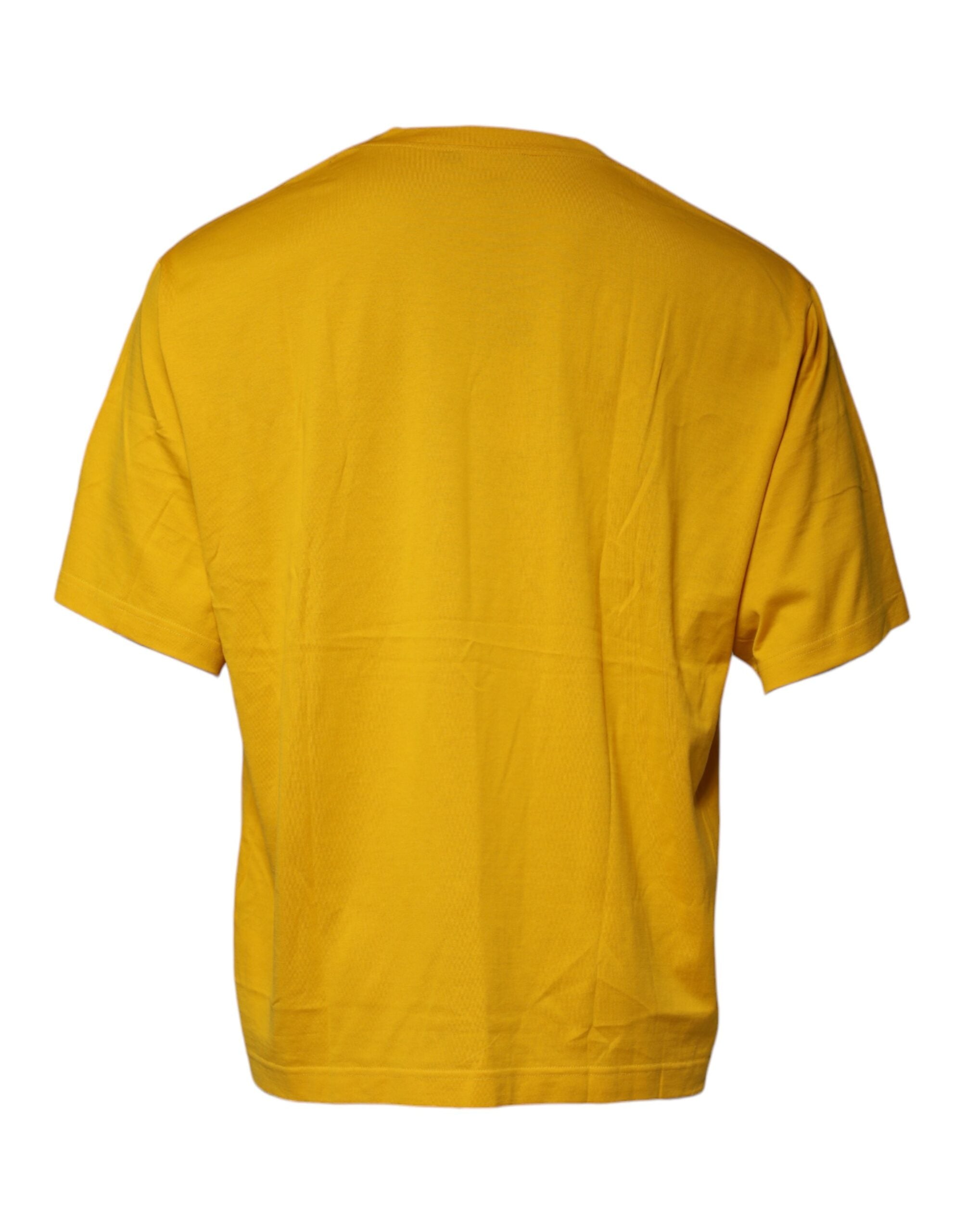 Dolce & Gabbana Mustard Emsed Logo Crew Neck T-shirt