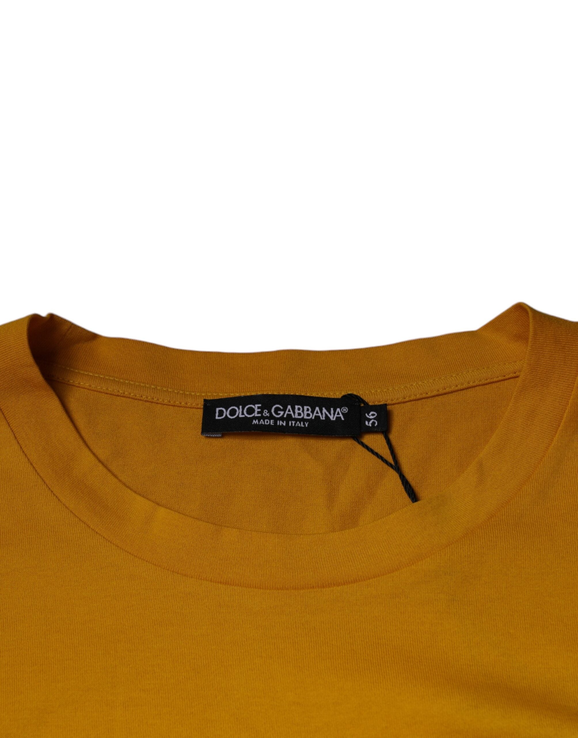 Dolce & Gabbana Mustard Emsed Logo Crew Neck T-shirt