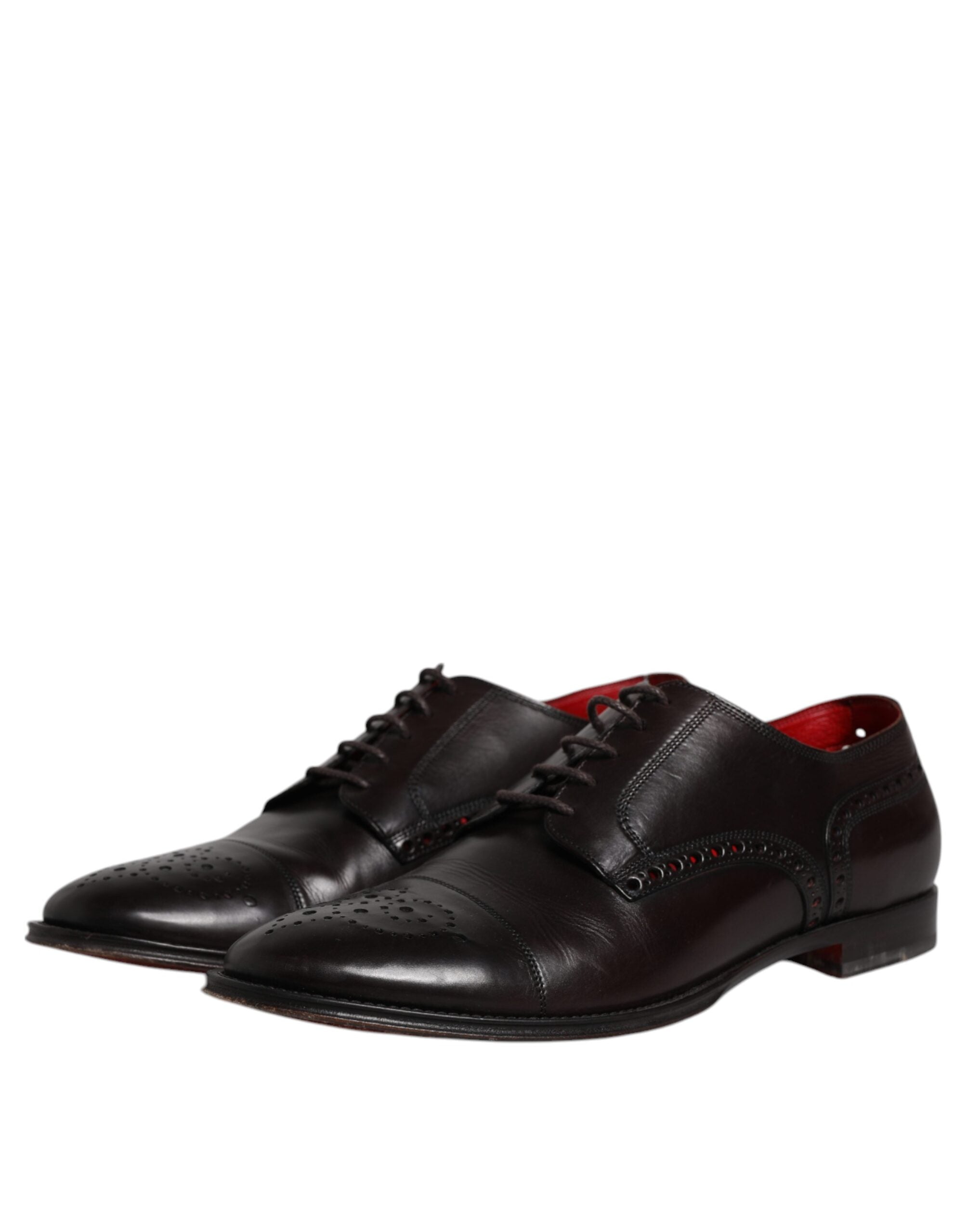 Pre-Owned Dolce & Gabbana Black Calfskin Leather Derby Men Dress Shoes