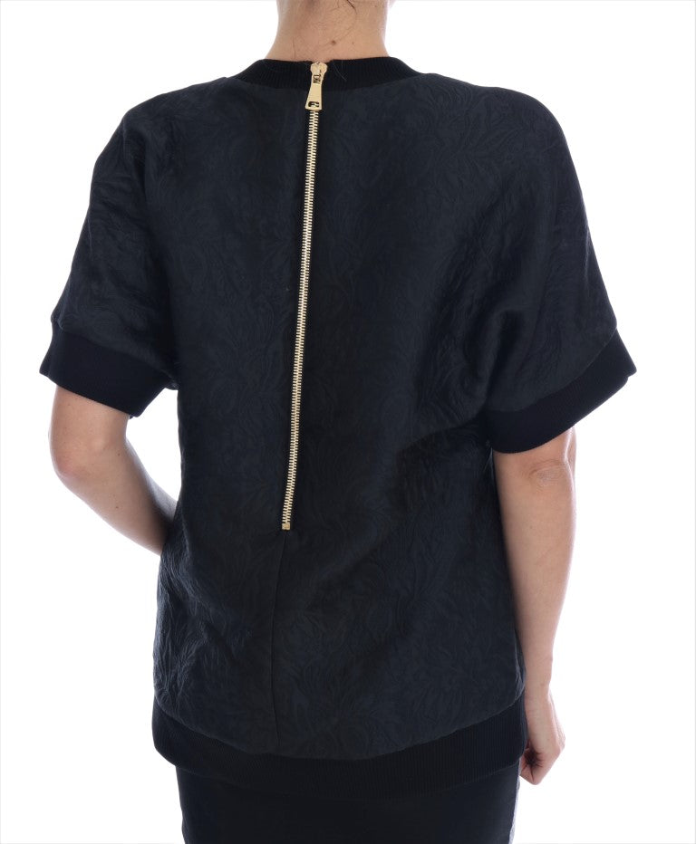 Dolce & Gabbana Black Brocade Cocktail Crystal Sweater - PreLoved & Luxe
