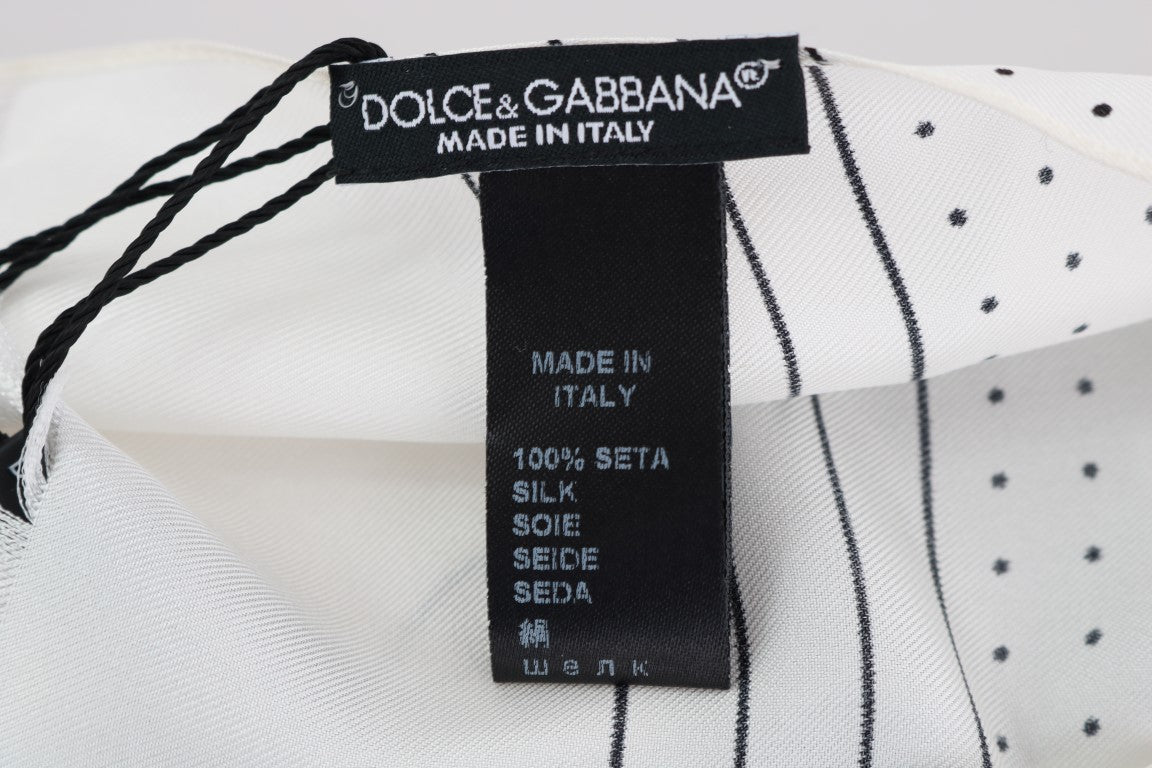 Dolce & Gabbana White Polka Dotted Silk Skinny Scarf - PreLoved & Luxe