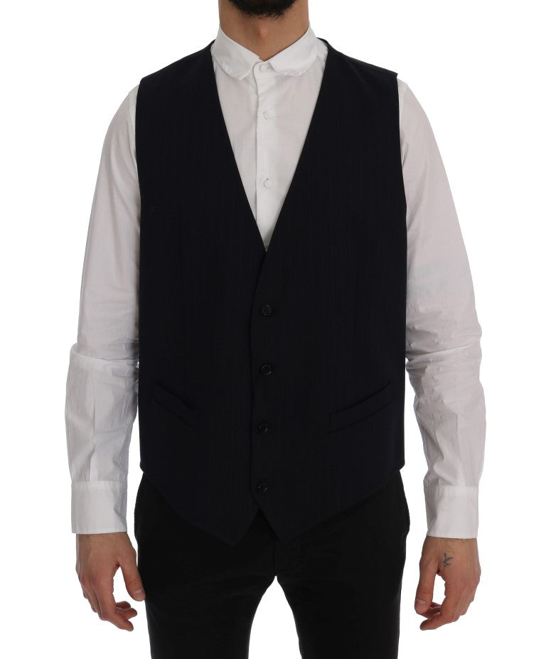 Dolce & Gabbana Blue STAFF Wool Stretch Vest - PreLoved & Luxe