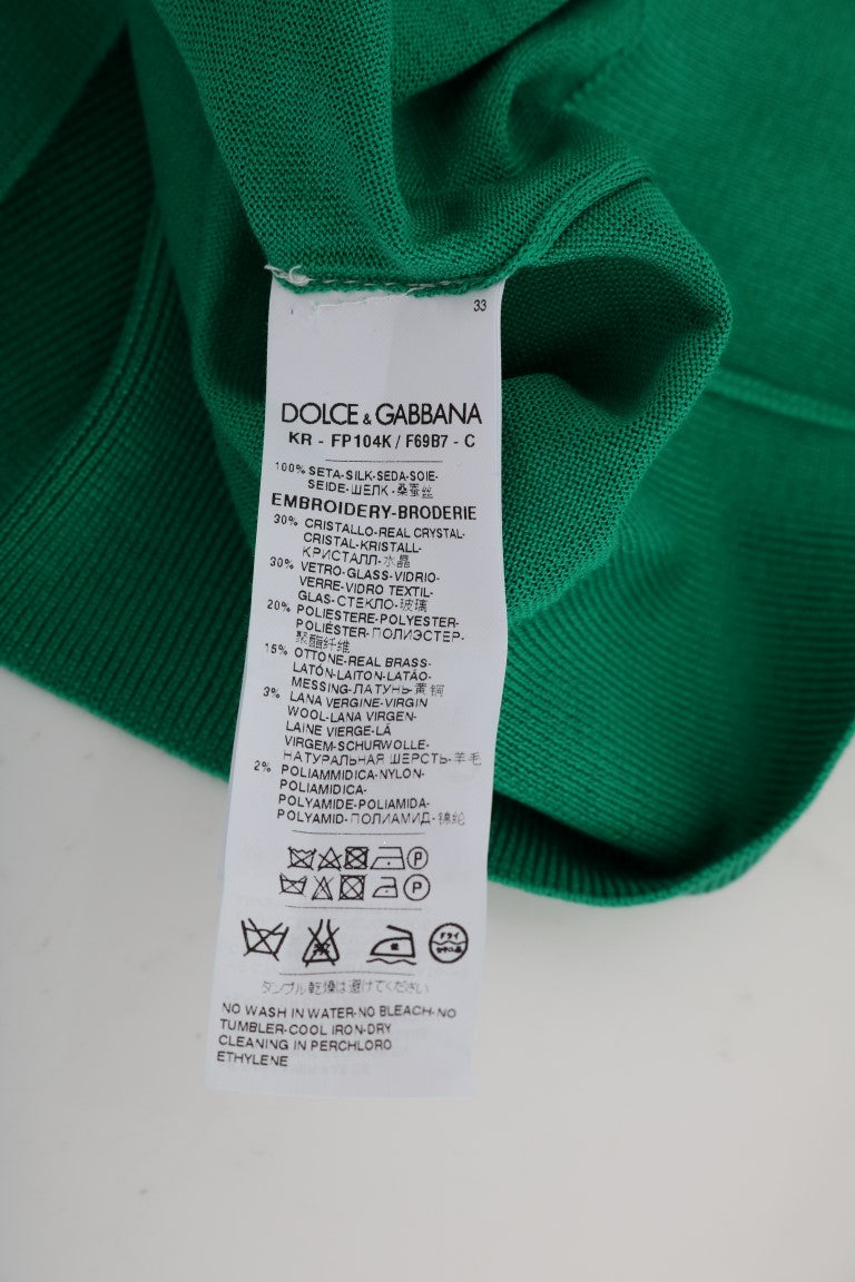 Dolce & Gabbana Green Silk Crystal Banana Sweater - PreLoved & Luxe