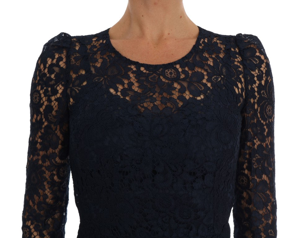 Dolce & Gabbana Blue Taormina Floral Lace Sheath Dress - PreLoved & Luxe