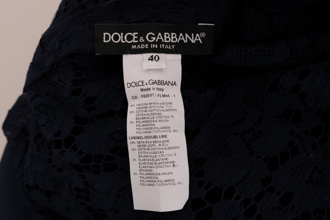 Dolce & Gabbana Blue Taormina Floral Lace Sheath Dress - PreLoved & Luxe