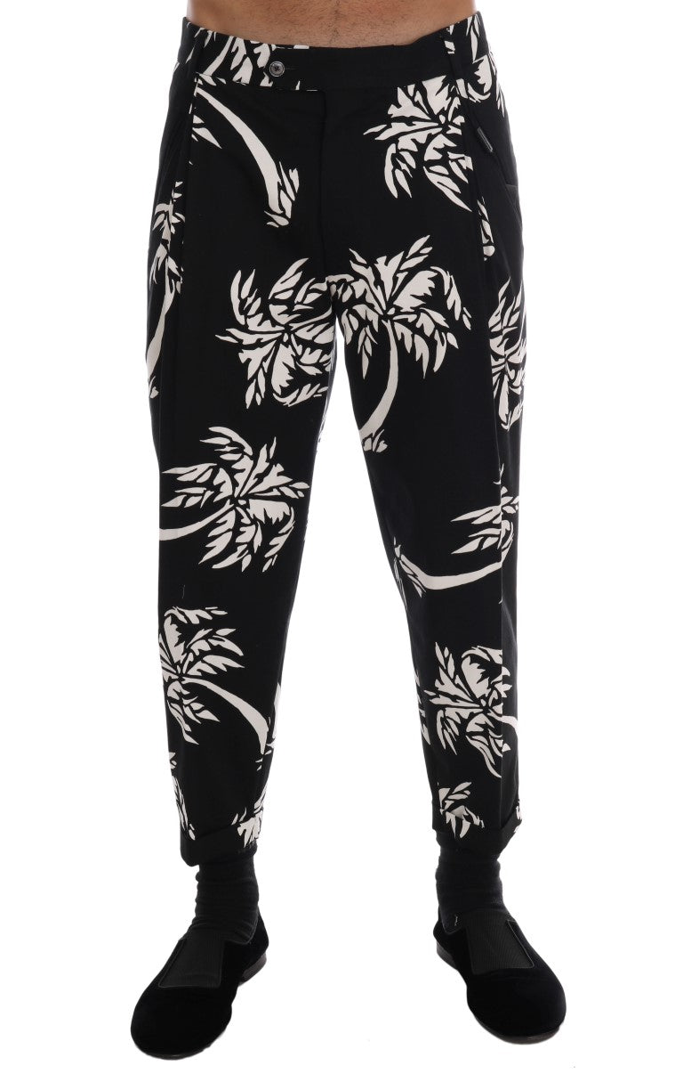 Dolce & Gabbana Black Tree Cotton Stretch Pants - PreLoved & Luxe