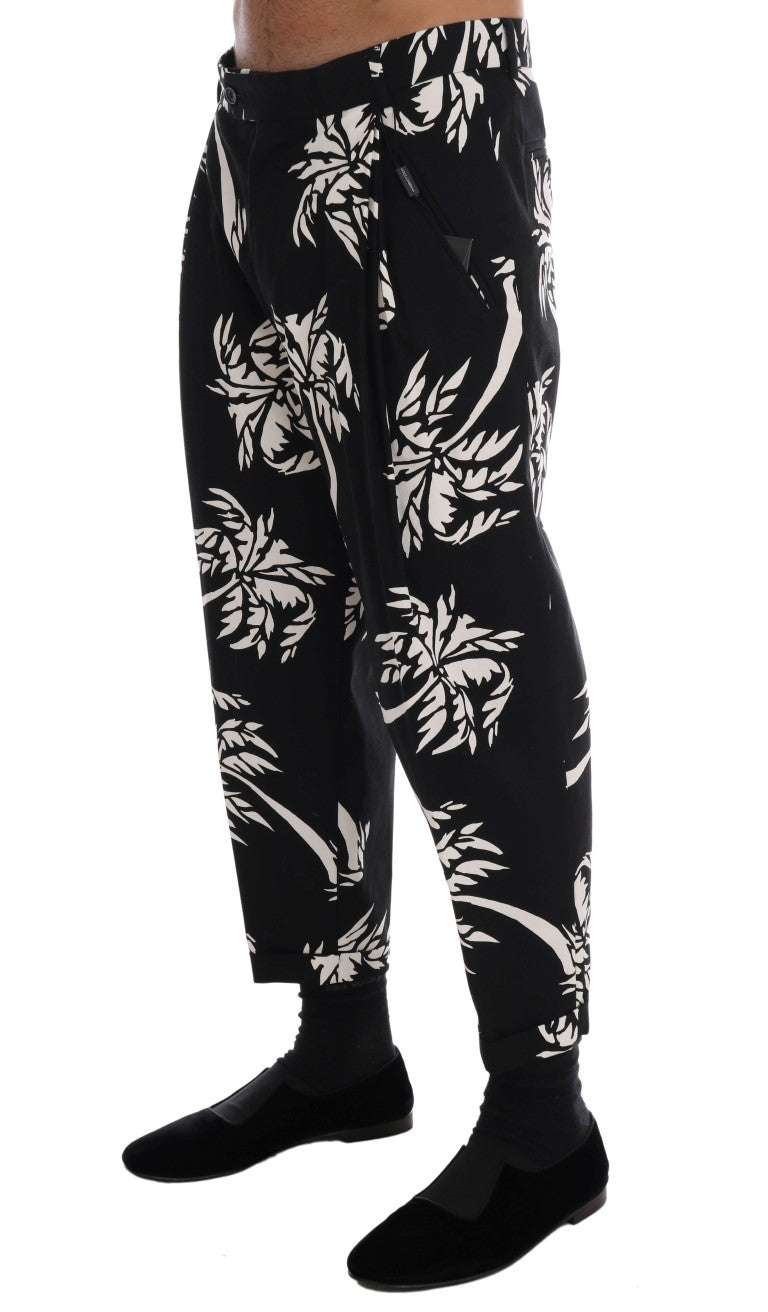 Dolce & Gabbana Black Tree Cotton Stretch Pants - PreLoved & Luxe