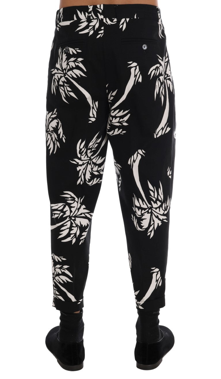 Dolce & Gabbana Black Tree Cotton Stretch Pants - PreLoved & Luxe