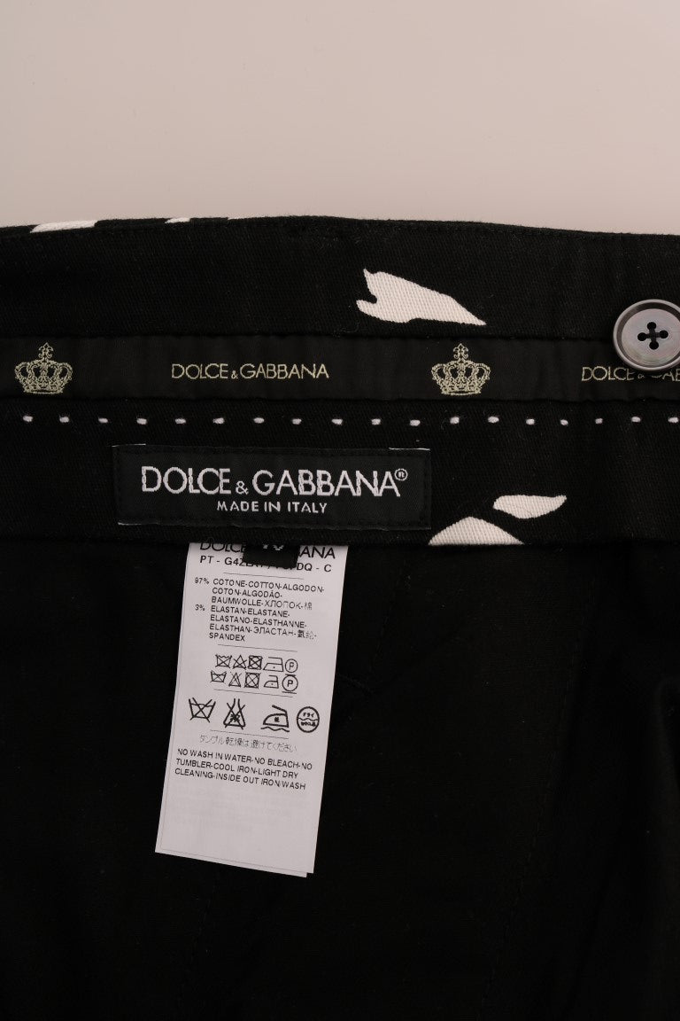 Dolce & Gabbana Black Tree Cotton Stretch Pants - PreLoved & Luxe