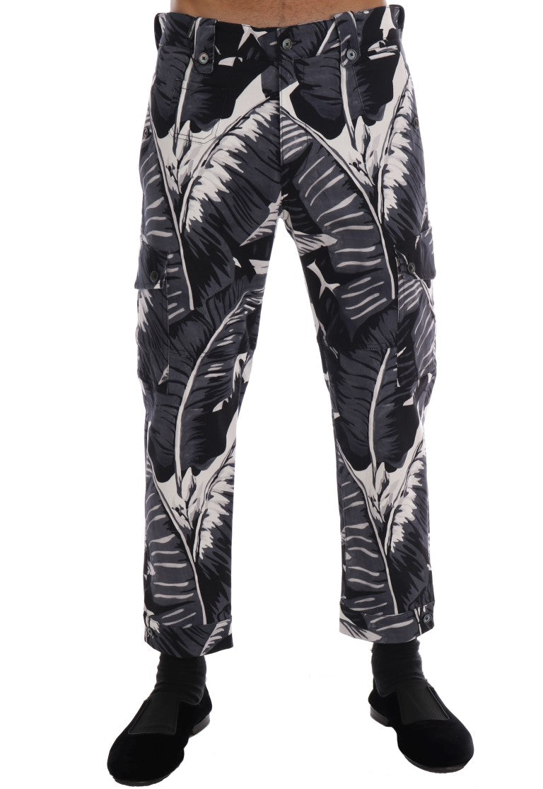 Dolce & Gabbana Gray Banana Leaf Cotton Pants - PreLoved & Luxe