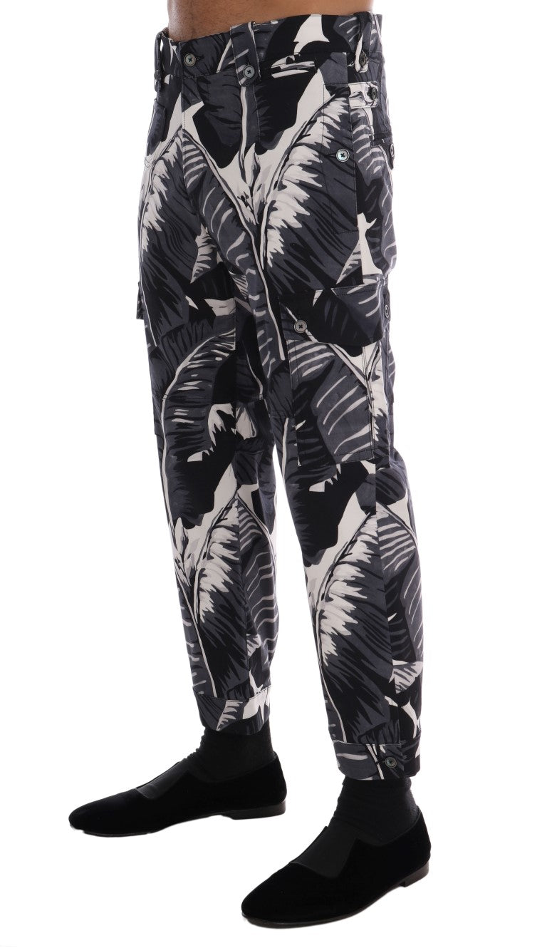 Dolce & Gabbana Gray Banana Leaf Cotton Pants - PreLoved & Luxe