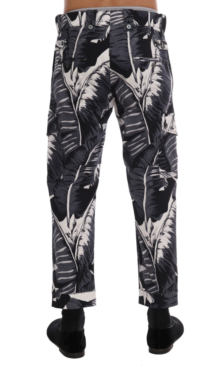 Dolce & Gabbana Gray Banana Leaf Cotton Pants - PreLoved & Luxe