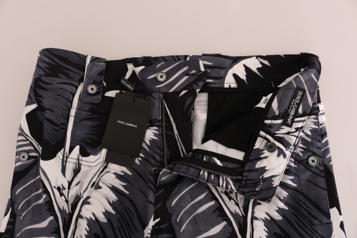 Dolce & Gabbana Gray Banana Leaf Cotton Pants - PreLoved & Luxe