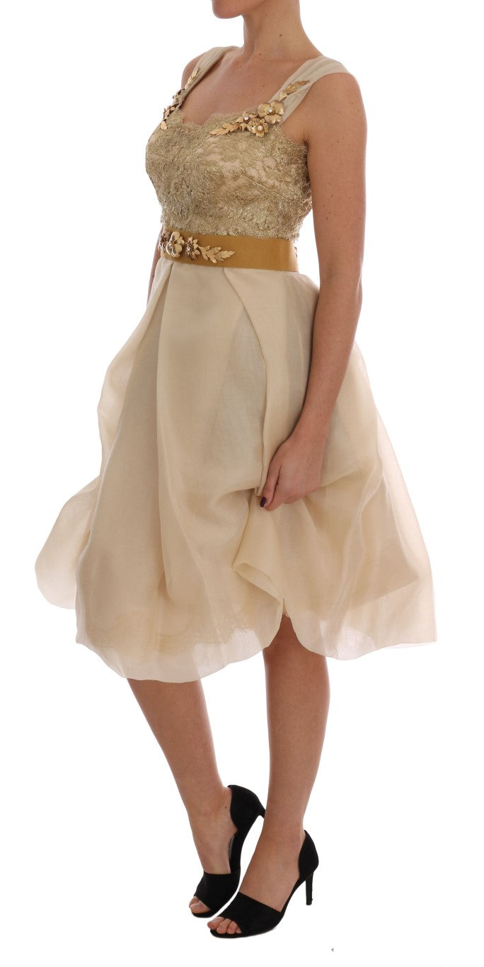 Dolce & Gabbana Gold Silk Crystal Embellished Dress - PreLoved & Luxe