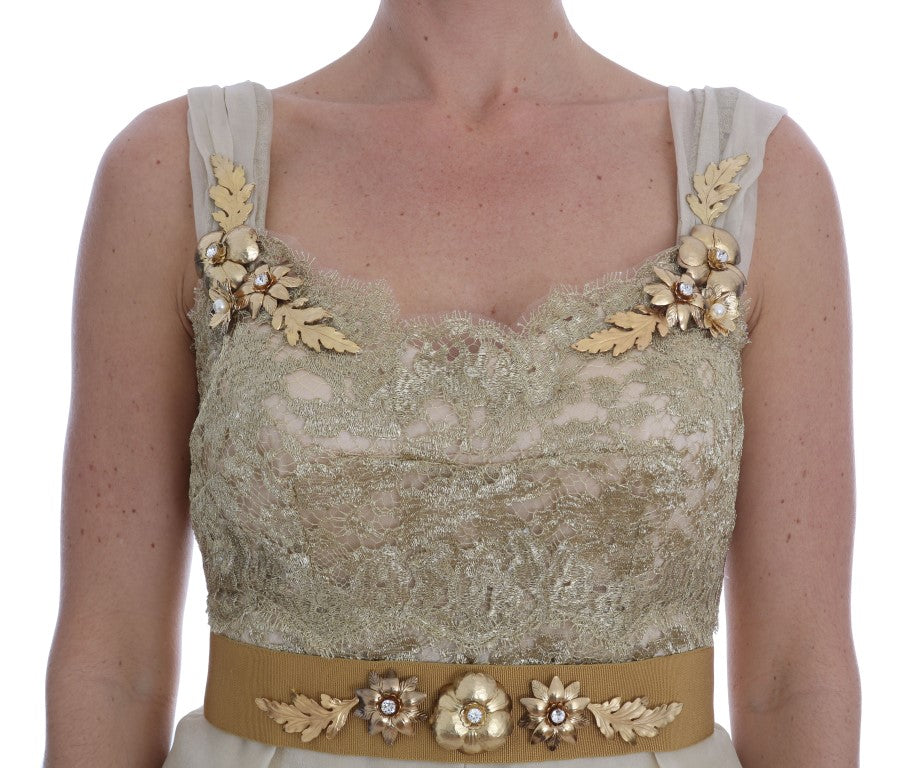 Dolce & Gabbana Gold Silk Crystal Embellished Dress - PreLoved & Luxe