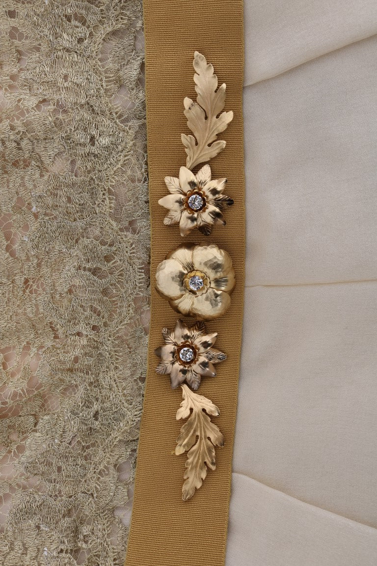 Dolce & Gabbana Gold Silk Crystal Embellished Dress - PreLoved & Luxe
