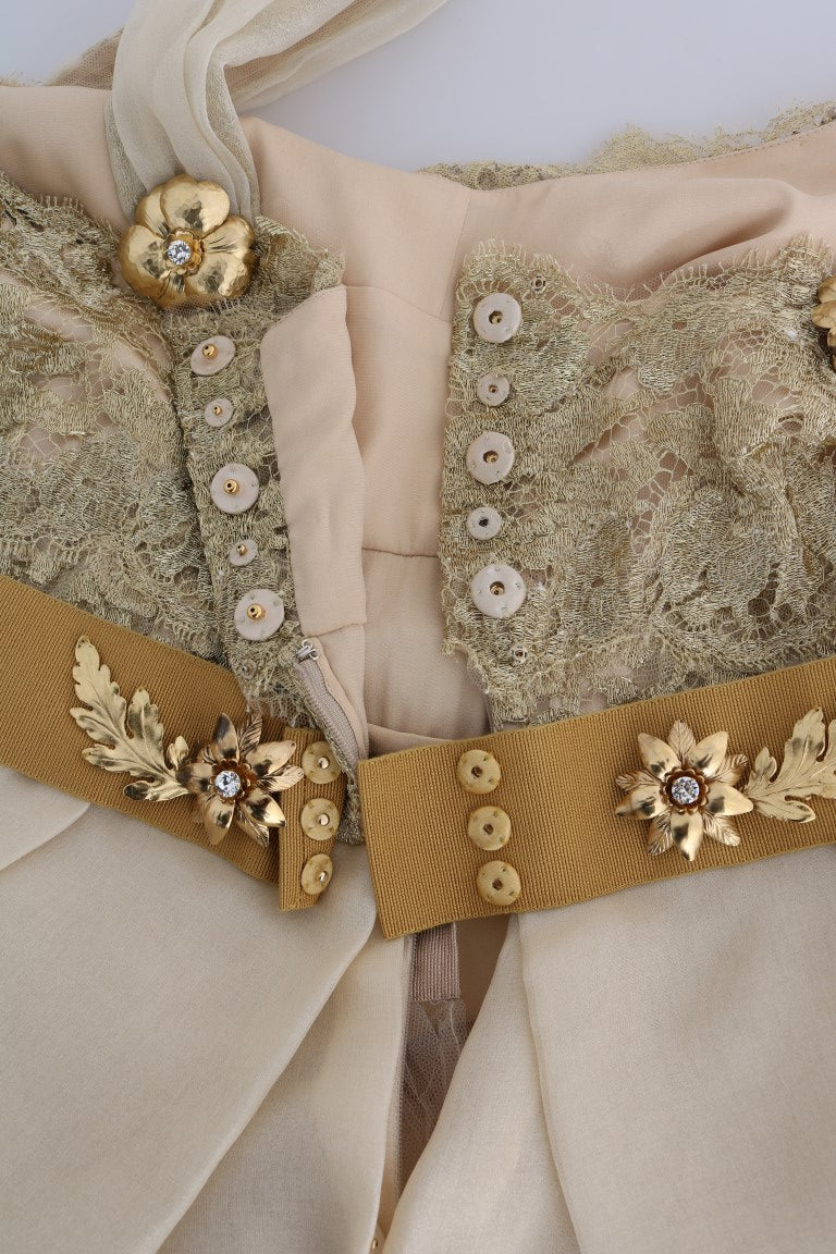 Dolce & Gabbana Gold Silk Crystal Embellished Dress - PreLoved & Luxe