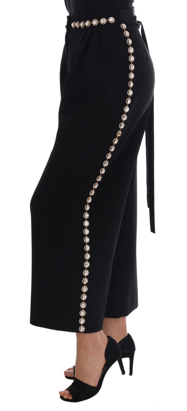 Dolce & Gabbana Black Wool Stretch Crystal Pants - PreLoved & Luxe