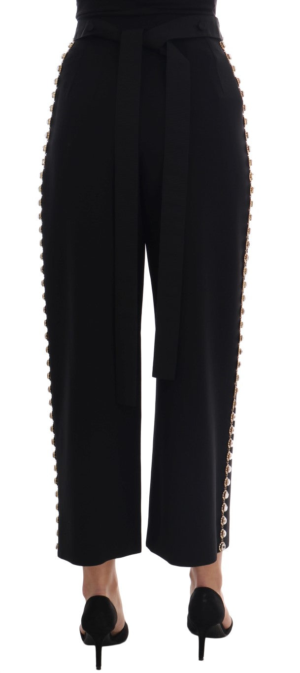 Dolce & Gabbana Black Wool Stretch Crystal Pants - PreLoved & Luxe