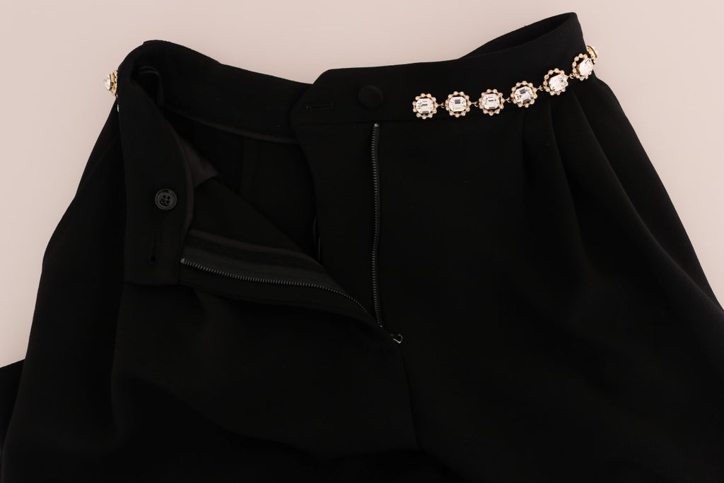 Dolce & Gabbana Black Wool Stretch Crystal Pants - PreLoved & Luxe