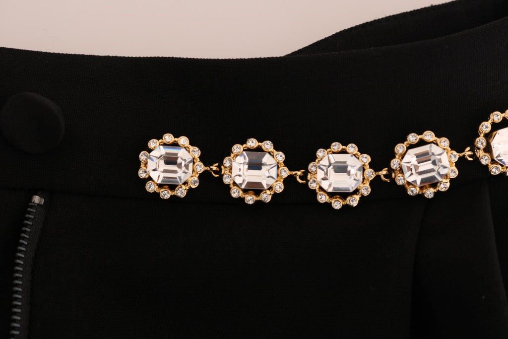 Dolce & Gabbana Black Wool Stretch Crystal Pants - PreLoved & Luxe