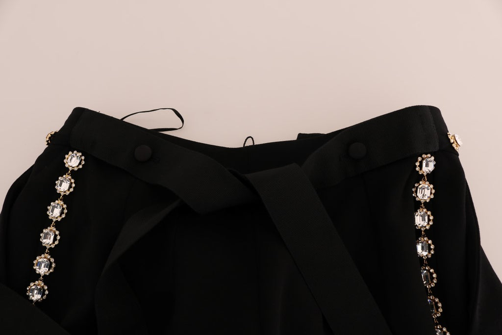 Dolce & Gabbana Black Wool Stretch Crystal Pants - PreLoved & Luxe