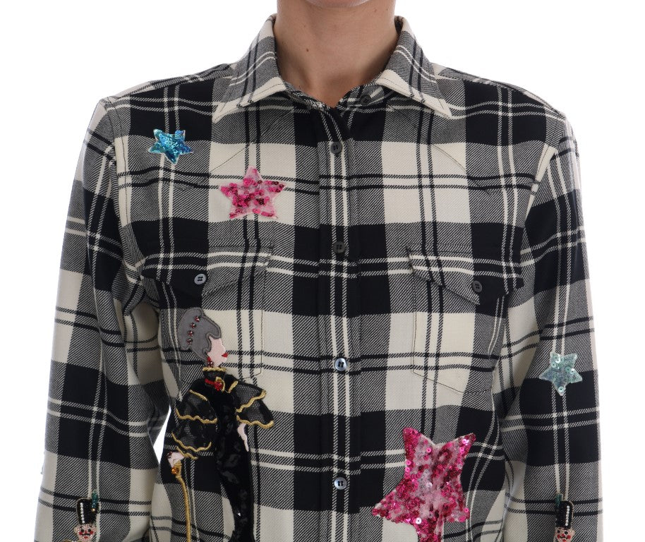 Dolce & Gabbana Black White Fairy Tale Crystal Shirt - PreLoved & Luxe