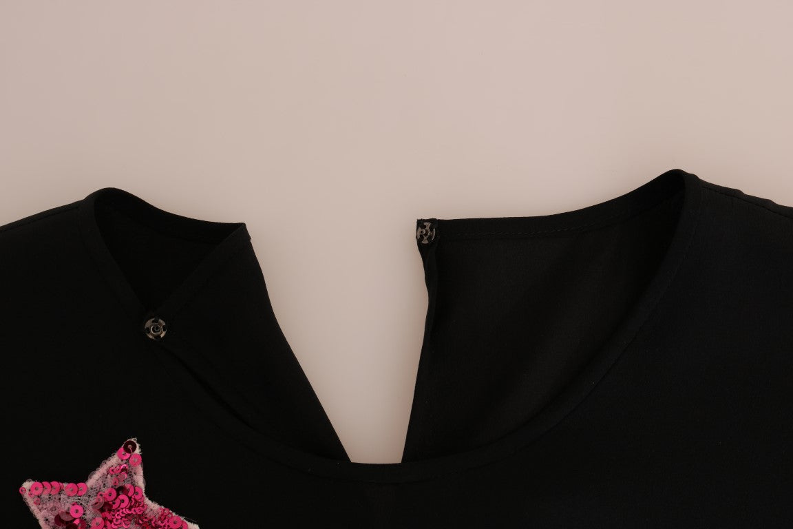 Dolce & Gabbana Black Silk Fairy Tale Top Crystal Blouse - PreLoved & Luxe