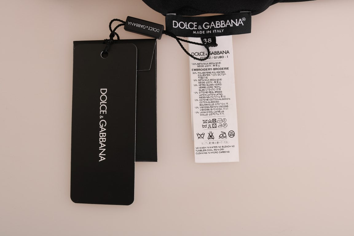 Dolce & Gabbana Black Silk Fairy Tale Top Crystal Blouse - PreLoved & Luxe